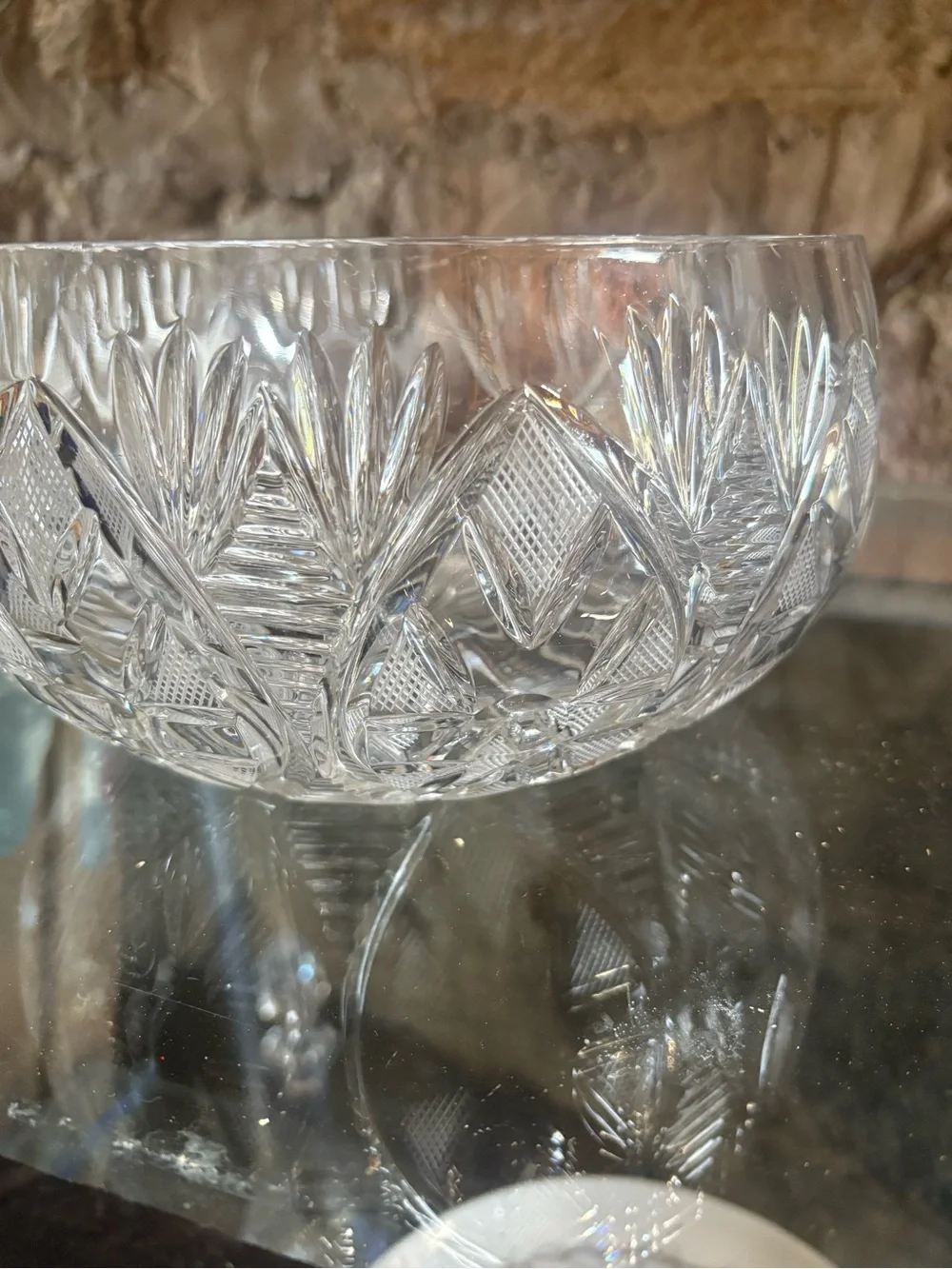 Pressed Cut crystal Decorative Bowl - very heavy thick bowl